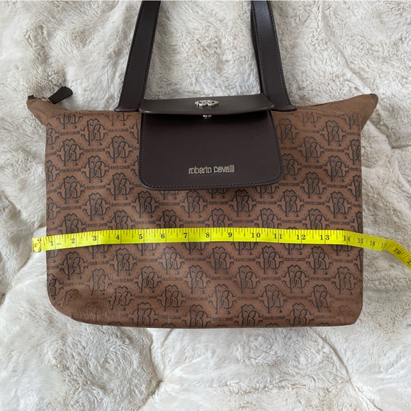 Roberto Cavalli Brown Large Nylon Luxury Designer Shopper Tote - Picture 9 of 14